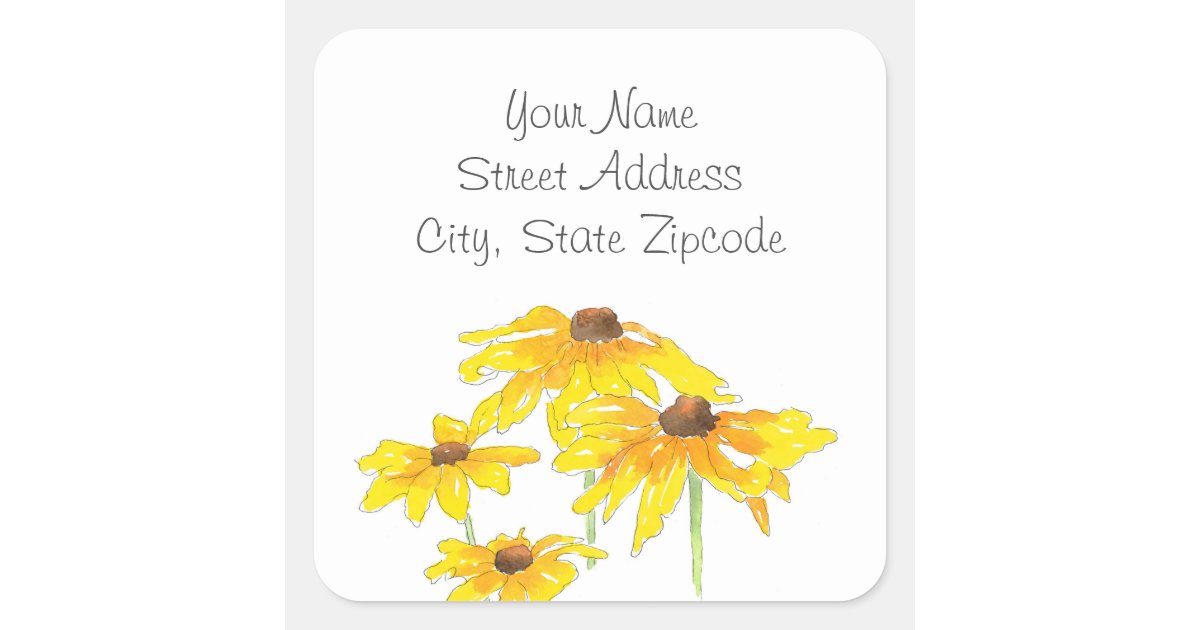 Watercolor and Pen Black Eyed Susan' Labels | Zazzle