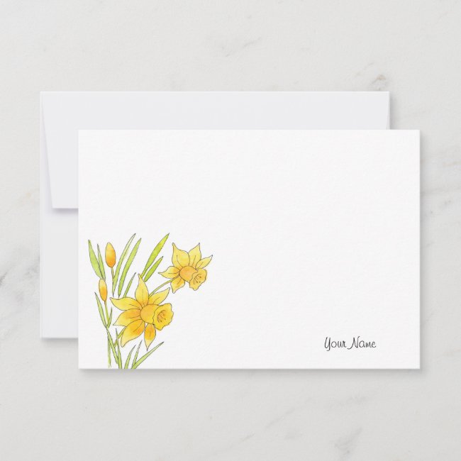 Watercolor and Pen Daffodils Note Card