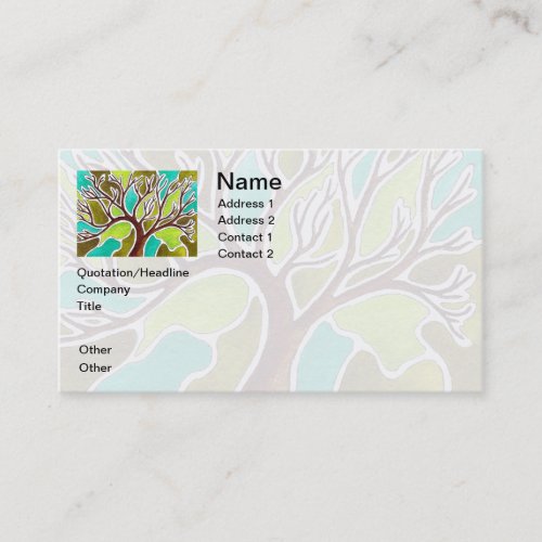 Watercolor and Pen  Ink Tree Business Card