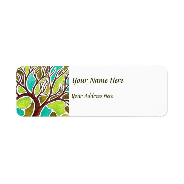 Watercolor and Pen & Ink Tree Label (Front)