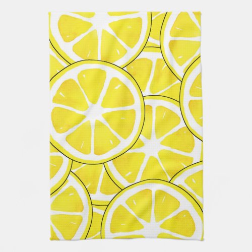 Watercolor and Pen Lemon Slices  Kitchen Towel