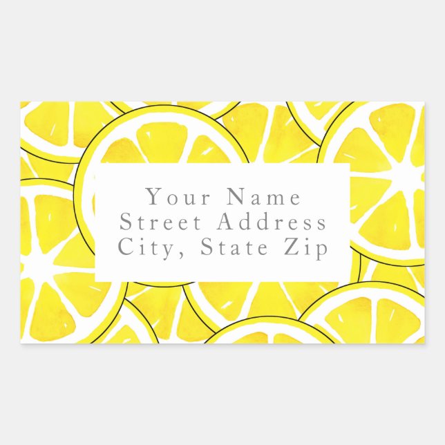Watercolor and Pen Lemon Slices Labels (Front)