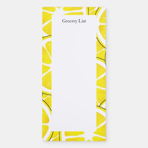 Watercolor and Pen Lemon Slices Magnetic Notepad