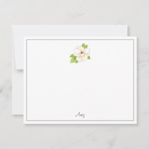 Watercolor and Pen Magnolia Flower Note Card