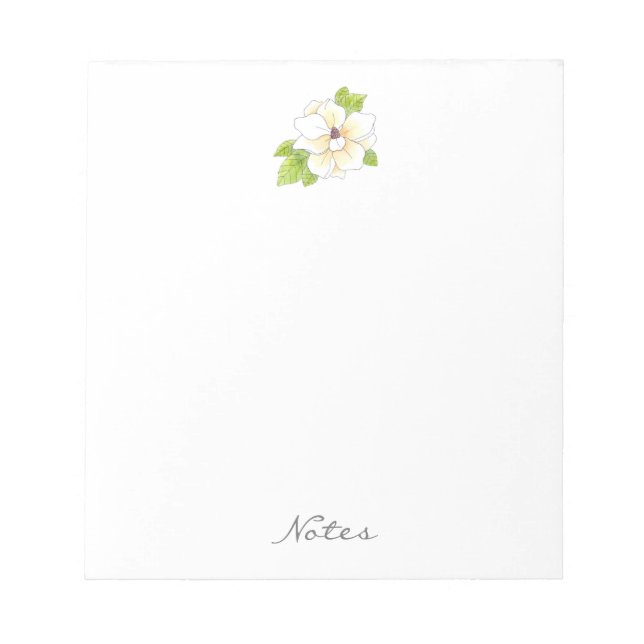 Watercolor and Pen Magnolia Flower Notepad (Front)