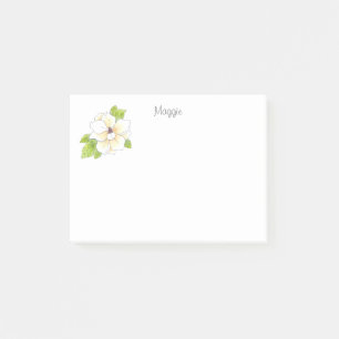 Watercolor and Pen Magnolia Flower Post-it Notes