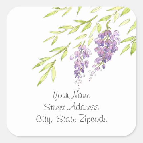 Watercolor and Pen Wisteria Labels