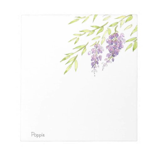 Watercolor and Pen Wisteria Notepad