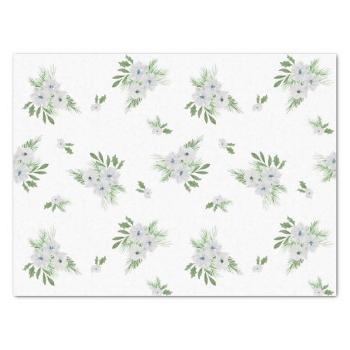 Watercolor anemone and spruce pattern  tissue pape tissue paper
