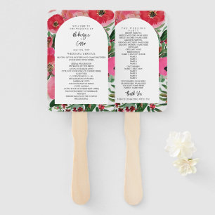 Watercolor Anemone Arch Wedding Program Hand Fan