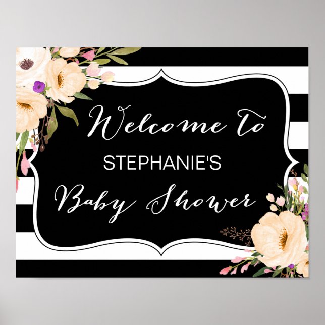 Watercolor Anemone Blooms Baby Shower Poster (Front)