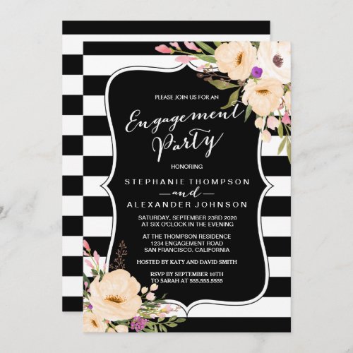 Watercolor Anemone Blooms Engagement Party Invitation