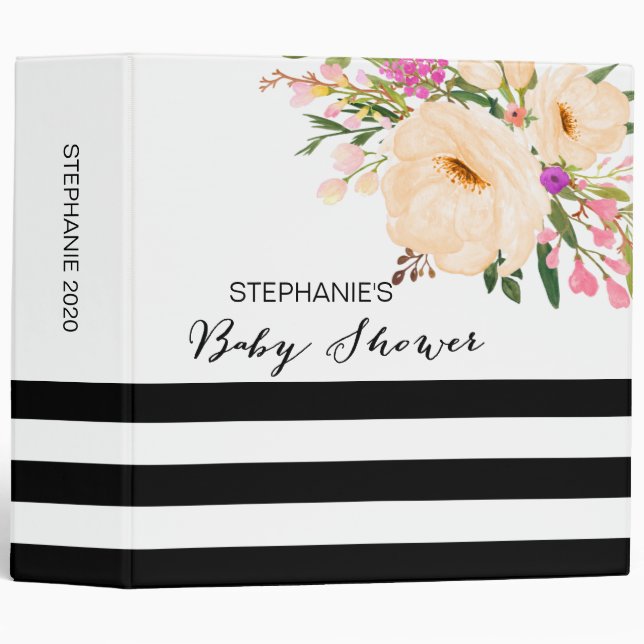 Watercolor Anemone Blooms Photo Album 3 Ring Binder (Front/Spine)