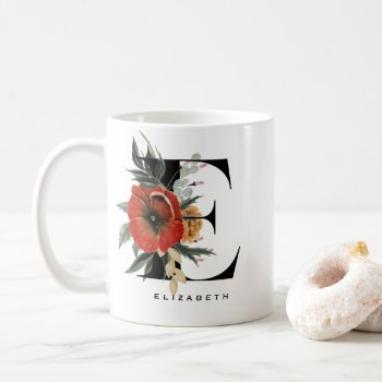 Watercolor Anemone Botanicals Letter E Monogram Coffee Mug by misstallulah at Zazzle