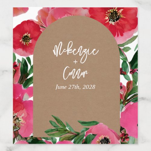 Watercolor Anemone Cardstock Arch Wedding Envelope Liner