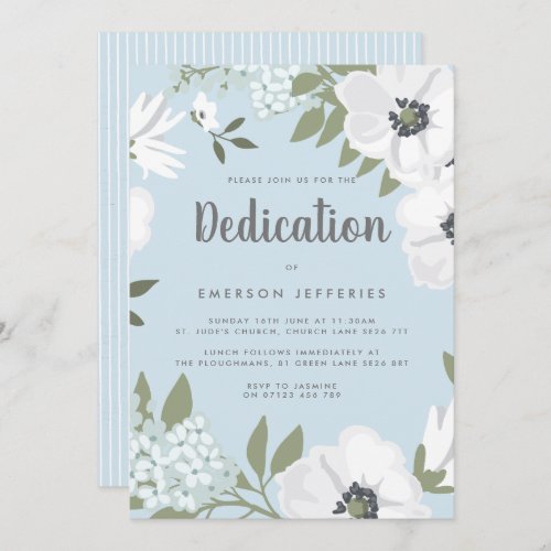 Watercolor Anemone Dedication Invitation