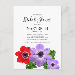 Watercolor Anemone Floral Bridal Shower Card