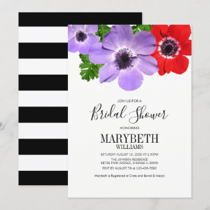 Watercolor Anemone Floral Bridal Shower Card