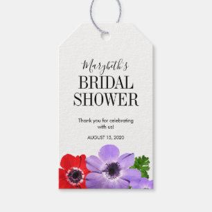 Watercolor Anemone Floral Bridal Shower Favor Tags