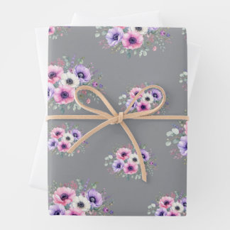 watercolor anemone floral design wrapping paper sheets