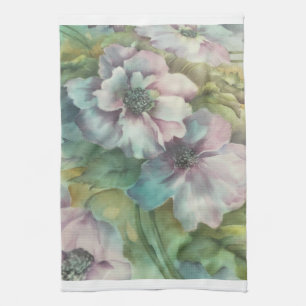 Watercolor Anemone Floral • Elegant Kitchen Decor Towel