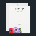Watercolor Anemone Floral Wedding Advice Card<br><div class="desc">Personalize the custom text above. You can find additional coordinating items in our "Watercolor Anemone Floral Wedding Suite" collection.</div>