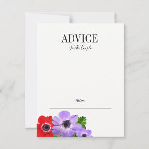 Watercolor Anemone Floral Wedding Advice Card