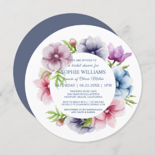 Watercolor Anemone Flower Bridal Shower Invitation