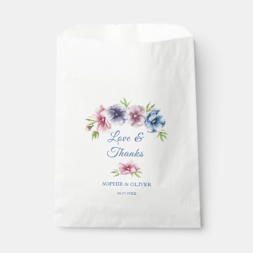 Watercolor Anemone Flower Wedding Favor Bag