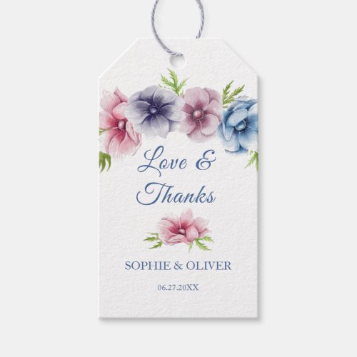 Watercolor Anemone Flower Wedding Gift Tags