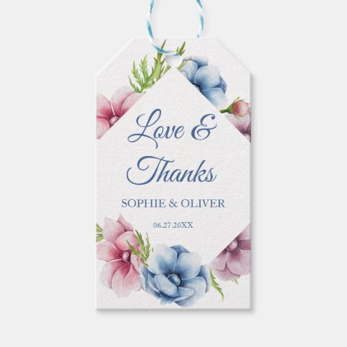 Watercolor Anemone Flower Wedding Gift Tags