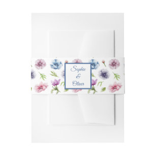 Watercolor Anemone Flower Wedding Invitation Belly Band
