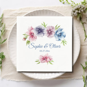 Watercolor Anemone Flower Wedding Napkins