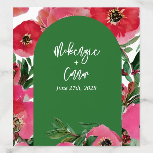 Watercolor Anemone Green Arch Wedding Envelope Liner