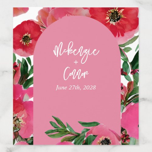 Watercolor Anemone Pink Arch Wedding Envelope Liner