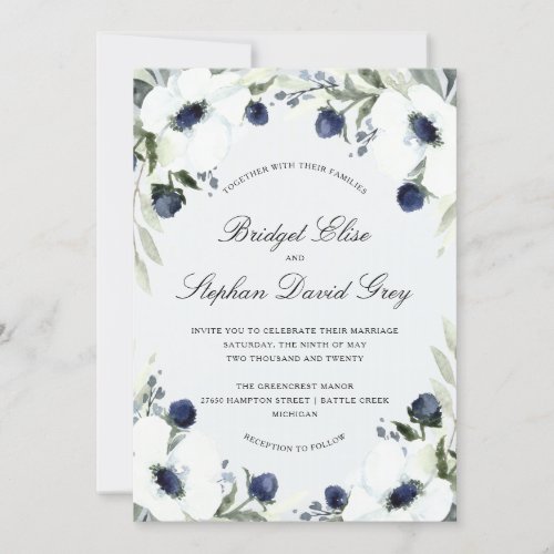 Watercolor Anemone Wedding Invitation Design