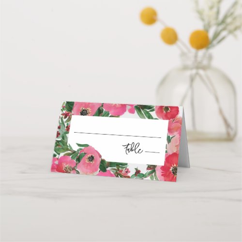 Watercolor Anemone Wedding Place Card