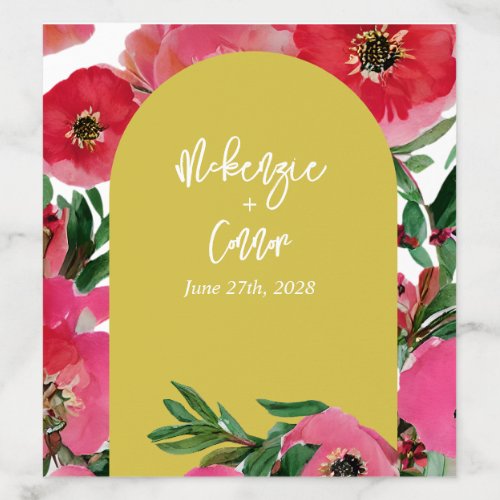 Watercolor Anemone Yellow Arch Wedding Envelope Liner