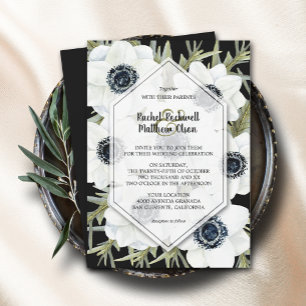 Watercolor Anemones Botanical Wedding Invitation
