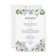 Watercolor Anemones Florals | Wedding Menu