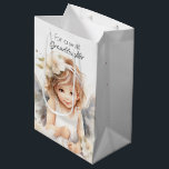 Watercolor Angel Birthday for Granddaughter Medium Gift Bag<br><div class="desc">Watercolor little angel girl with flowers on a white background for granddaughter's birthday.
Text is editable.</div>