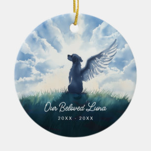 Watercolor Angel Dog Condolence Sympathy Ceramic Ornament