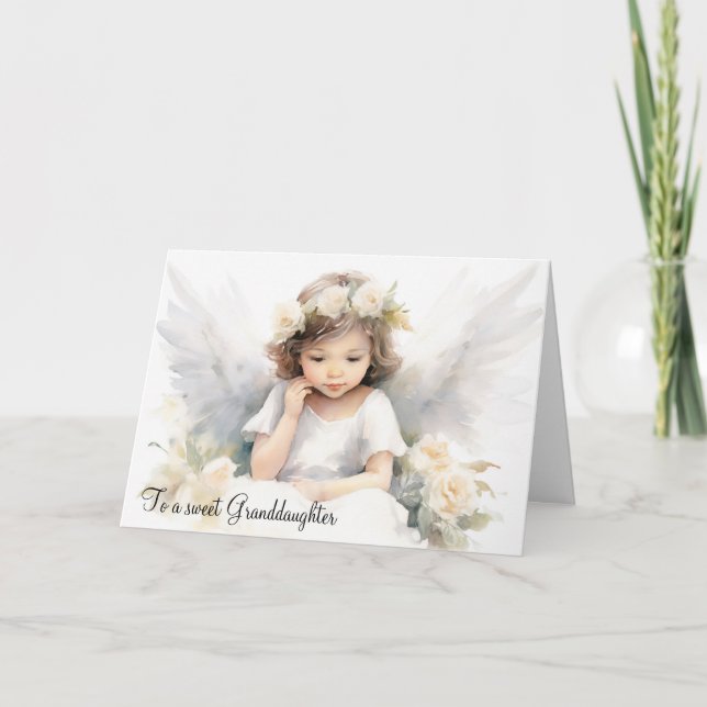 Watercolor Angel Girl Birthday Card (Front)