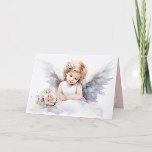 Watercolor Angel Girl  Card