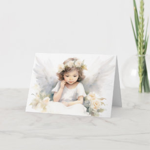 Watercolor Angel Girl for Baptism Card