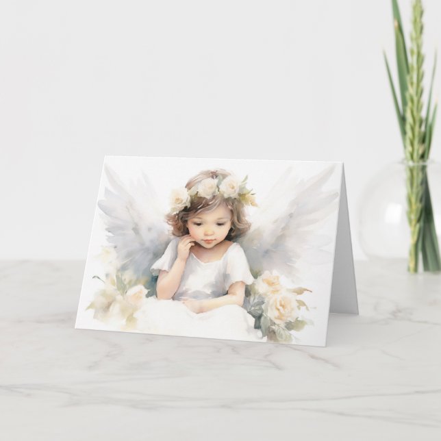 Watercolor Angel Girl for Baptism  Card (Front)