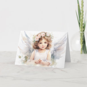Watercolor Angel Girl for Religious Event Card