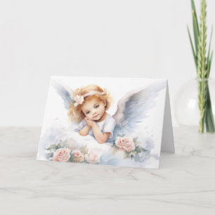Watercolor Angel Girl for Religious Event Card