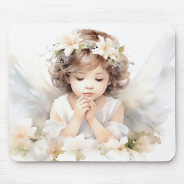 Watercolor Angel Girl  Mouse Pad (Front)