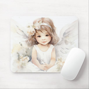 Watercolor Angel Girl Mouse Pad